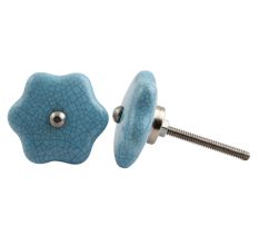 Turquoise Star Shape Crackle Ceramic Knob